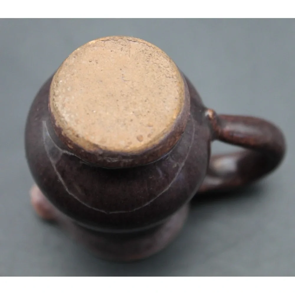 Vintage Mini Pottery Creamer Purple Drip Glaze Stoneware Pitcher 2.75